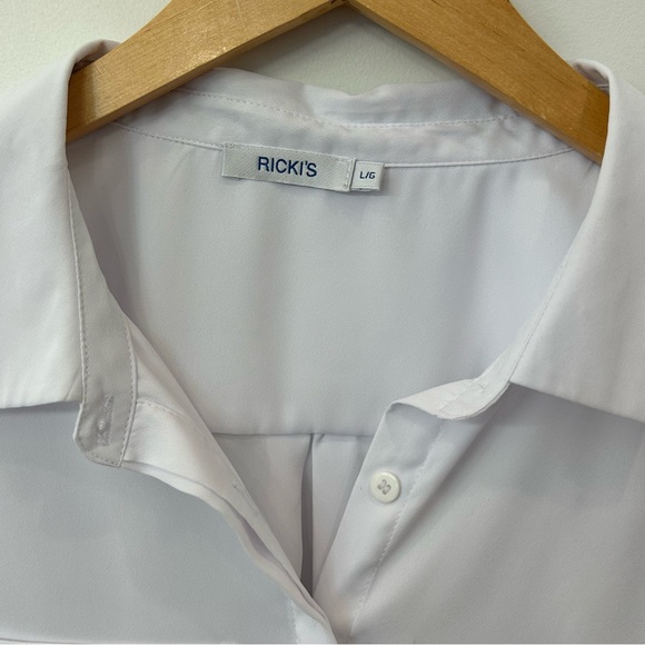 RICKIS, White Button Up Shirt, Long Sleeve, Size Large - Picture 3 of 8